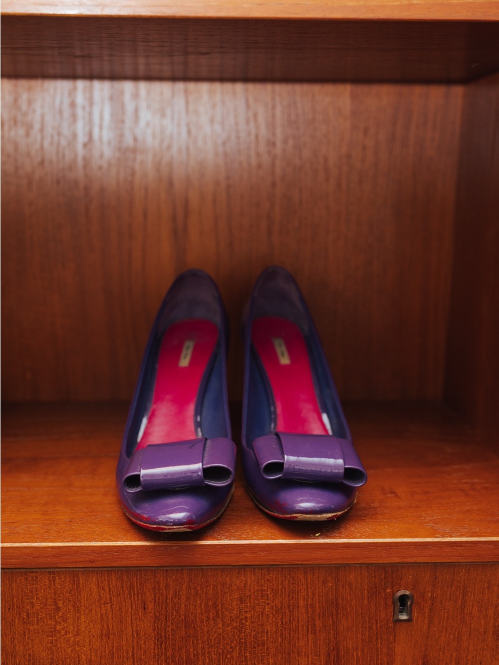 Miu Miu Violet Patent Bow Heels
